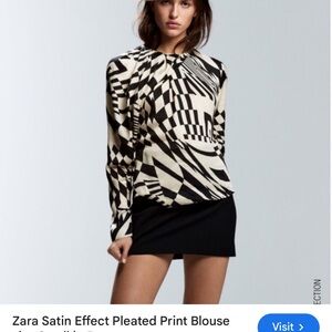 Black And White Pattern, Long Sleeve Top Size Small Zara NWT